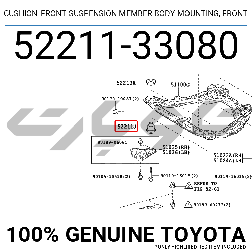 CUSHION, FRONT SUSPENSION MEMBER BODY MOUNTING, FRONT