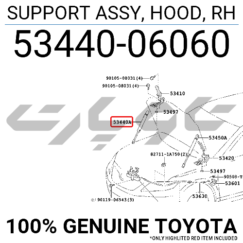 SUPPORT ASSY, HOOD, RH