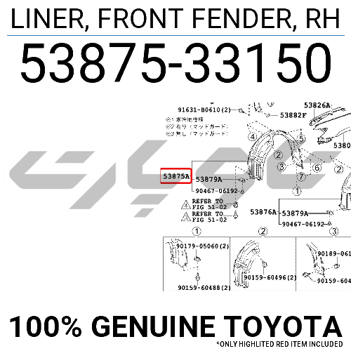 LINER, FRONT FENDER, RH