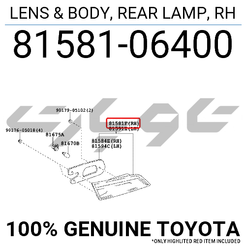 LENS & BODY, REAR LAMP, RH