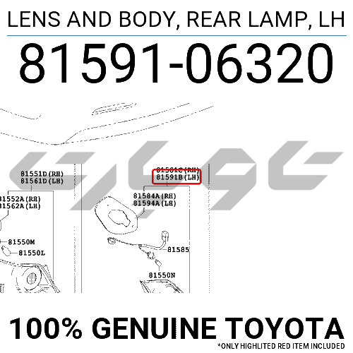 LENS AND BODY, REAR LAMP, LH