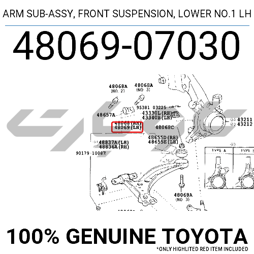ARM SUB-ASSY, FRONT SUSPENSION, LOWER NO.1 LH
